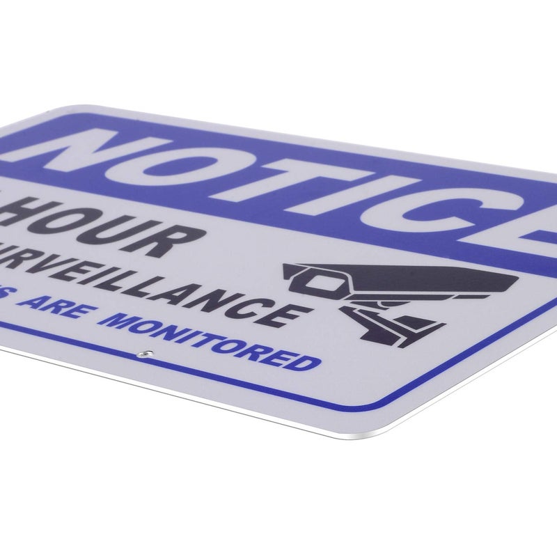 Kichwit 24 Hour Video Surveillance Sign with Metal Stakes, Aluminum Yard Sign, 11.8" x 7.9" - Image 3